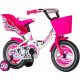 KPC Dalmata 12 kiskutyás gyerek kerékpár Fehér-Pink